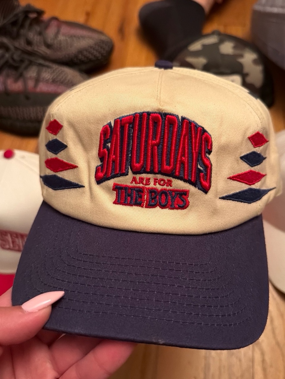 Saturdays Are For The Boys Two-Tone Baseball Cap - Cream & Navy